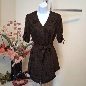 NWOT KAPALUA Women’s Embroidery Design Brown Soft Stretch Mini Dress 8